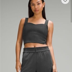 Lululemon Athletica Charcoal Ribbed Crop Top and Joggers